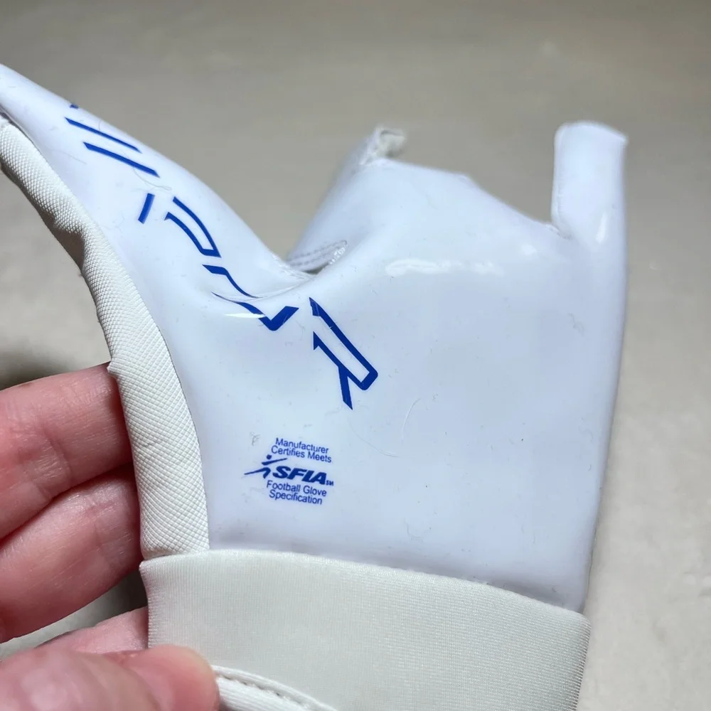 Nike White and Blue Kids Football Gloves